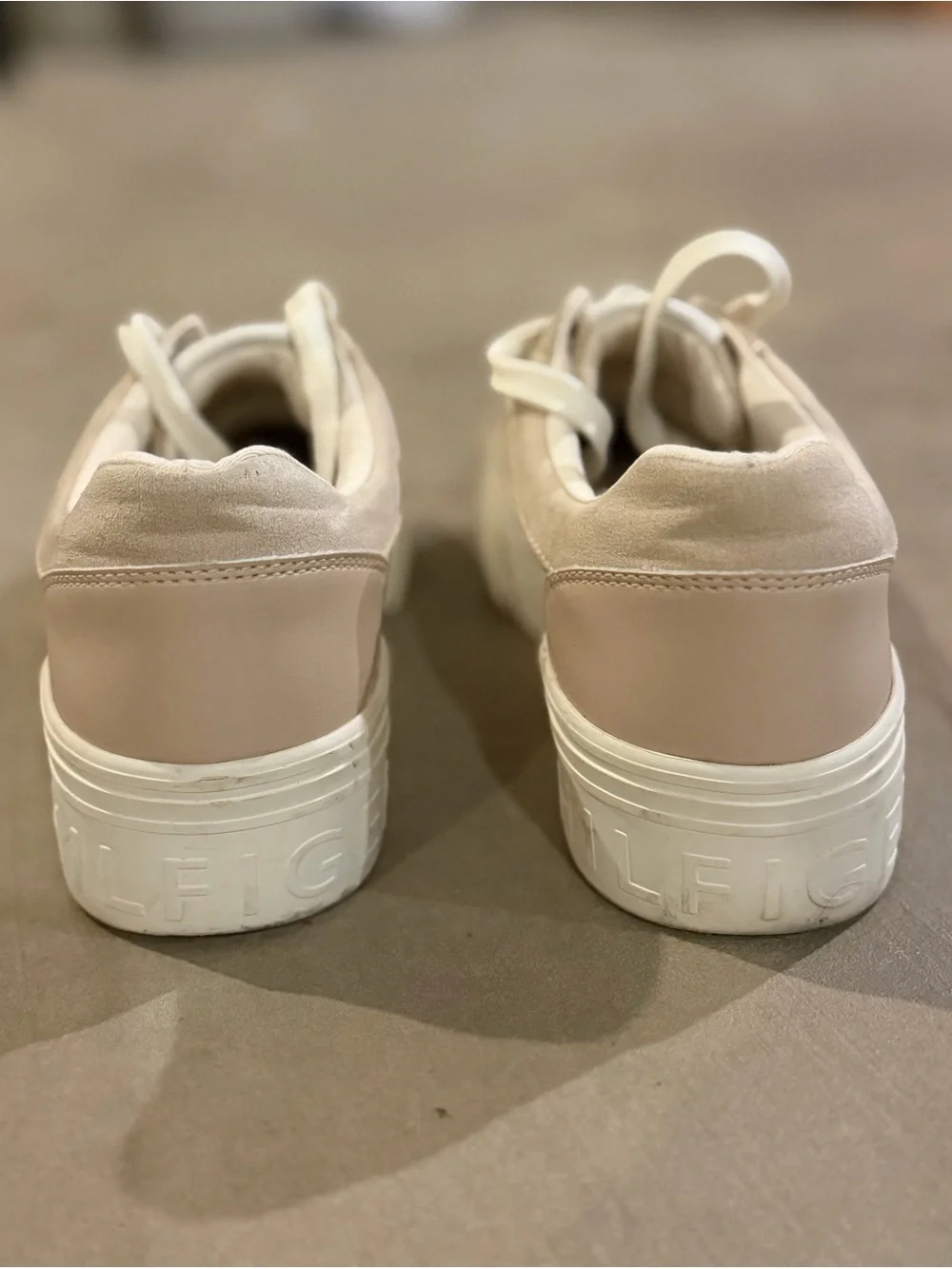 Tommy Hilfiger Beige Platform Lace-Up Sneakers